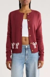 Vigoss Bows Cardigan In Burgundy
