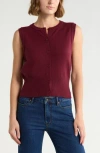Vigoss Button Sweater Vest In Dark Cherry