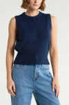 Vigoss Button Sweater Vest In Navy