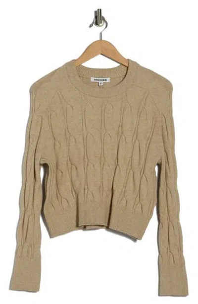 Vigoss Cable Stitch Crewneck Sweater In Animal Print