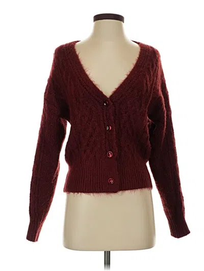 Pre-owned Vigoss Cardigan Sweater In Burgundy