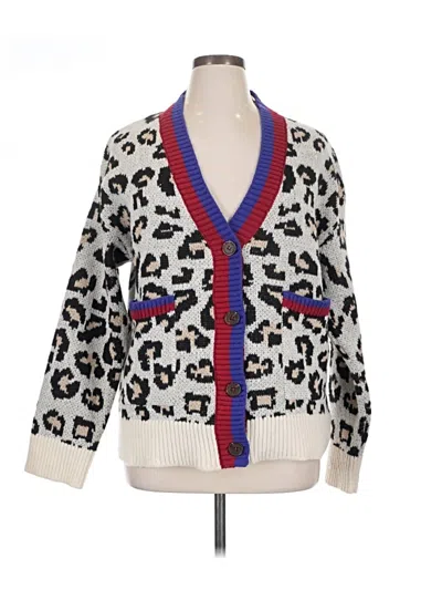 Pre-owned Vigoss Cardigan Sweater In White