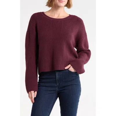 Vigoss Crisscross Back Crewneck Sweater In Burgundy