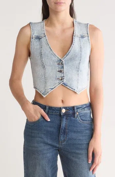 Vigoss Crop Denim Vest In Light Wash