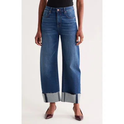 Vigoss Cuff Barrel Wide Leg Jeans In Dark Wash