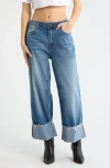 Vigoss Cuffed Wide Leg Jeans In Blue