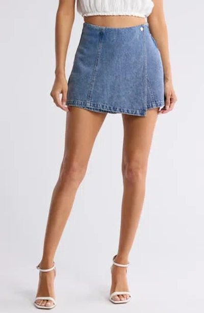 Vigoss Denim Faux Wrap Skort In Light Wash