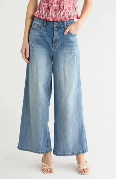 Vigoss Destructed High Waist Baggy Wide Leg Jeans In Blue