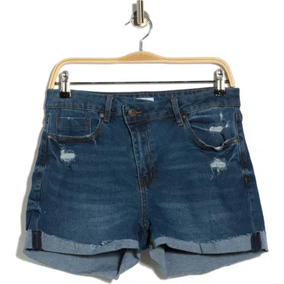 Vigoss Distressed Cuff Shorts In Blue