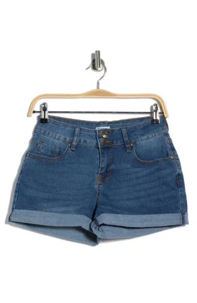 Vigoss Double Button Cuffed Denim Shorts In Blue