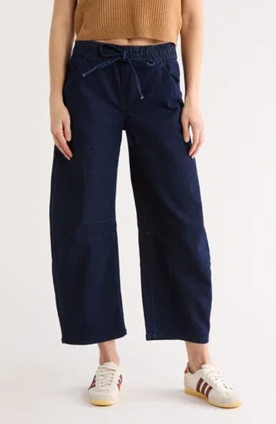 Vigoss Drawstring Barrel Leg Jeans In Blue
