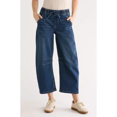 Vigoss Drawstring Barrel Leg Jeans In Blue