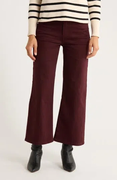 Vigoss Dylan Crop Wide Leg Jeans In Burgundy