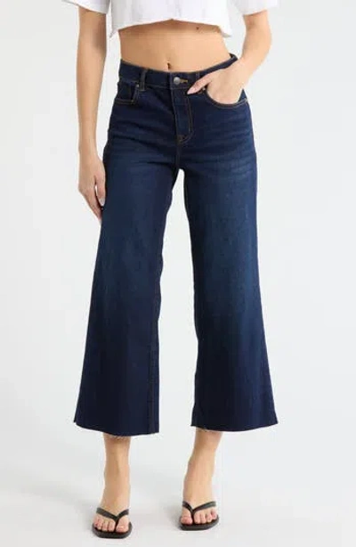 Vigoss Dylan Raw Hem Crop Wide Leg Jeans In Blue