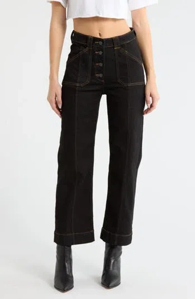 Vigoss Exposed Button Ankle Trouser Jeans In White