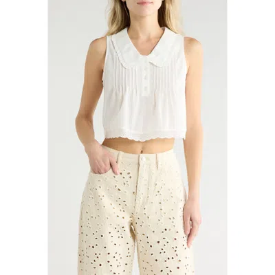 Vigoss Eyelet Trim Crop Shell In White