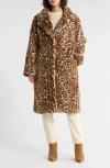 Vigoss Faux Fur Longline Coat In Brown