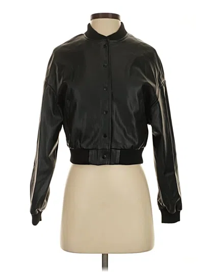 Pre-owned Vigoss Faux Leather Jacket In Black