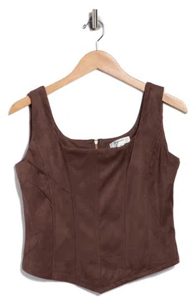 Vigoss Faux Suede Corset Tank In Brown