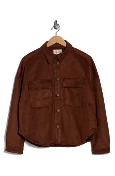 Vigoss Faux Suede Shacket In Brown