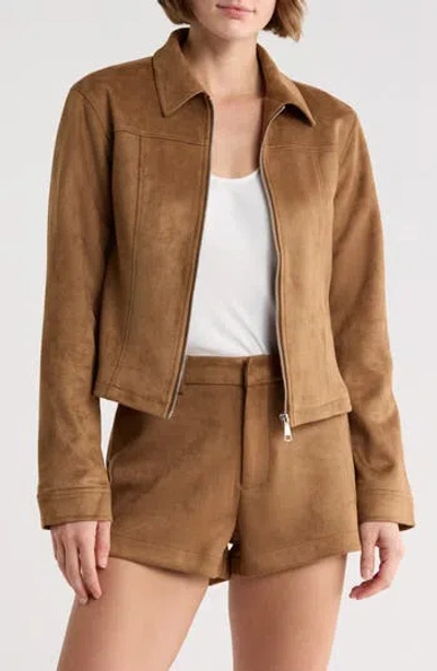 Vigoss Fitted Faux Suede Jacket In Brown