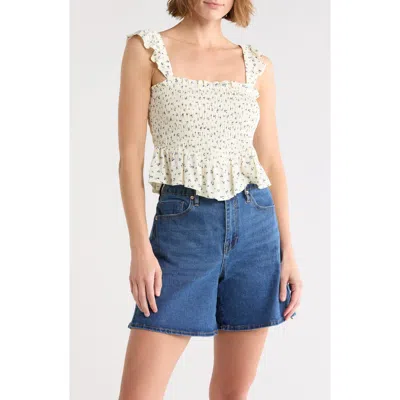 Vigoss Floral Smocked Tank In White