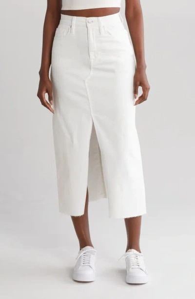 Vigoss Front Slit Denim Midi Skirt In White