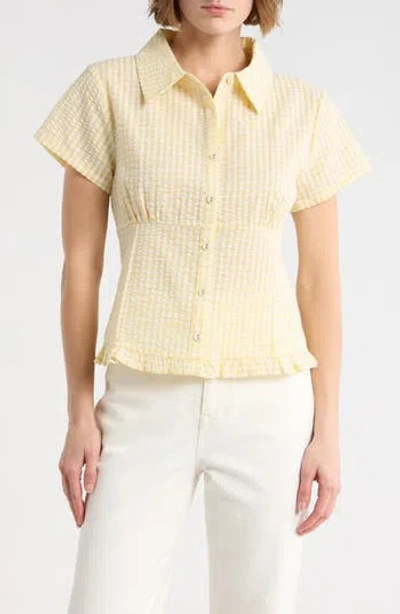 Vigoss Gingham Fitted Top In Yellow
