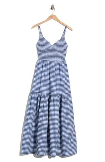 Vigoss Gingham Maxi Dress In Navy