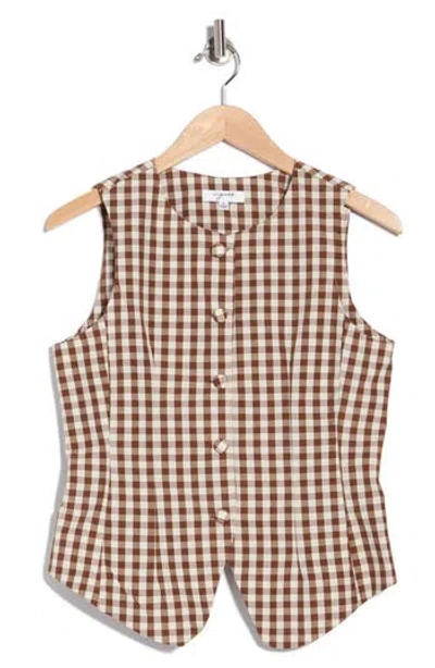 Vigoss Gingham Vest In Brown Gingham