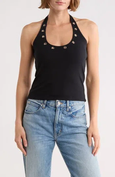Vigoss Grommet Halter Top In Black