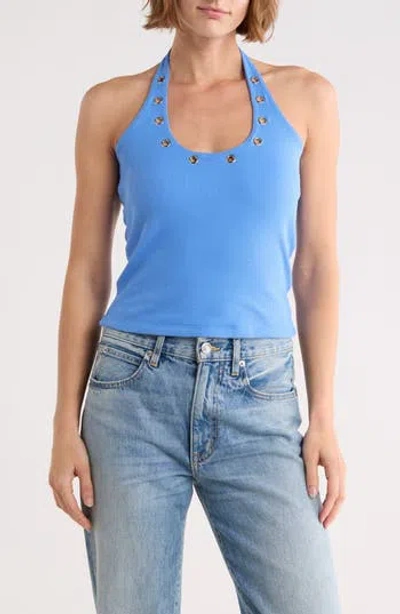 Vigoss Grommet Halter Top In Blue