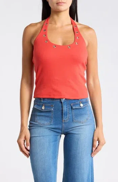 Vigoss Grommet Halter Top In Brown