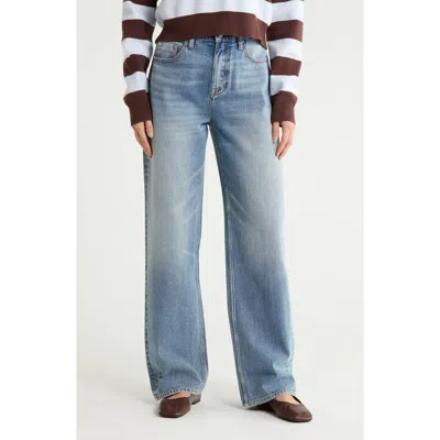 Vigoss High Waist Wide Leg Jeans In Med Wash