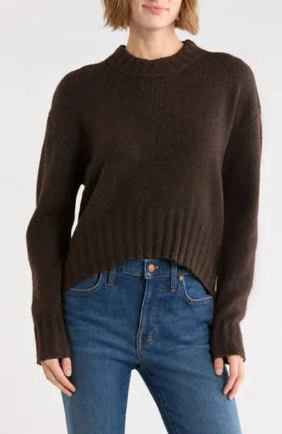 Vigoss Homespun Lightweight High-low Sweater In Dark Chocolate