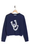 Vigoss Horseshoe Icon Crop Sweater In Blue