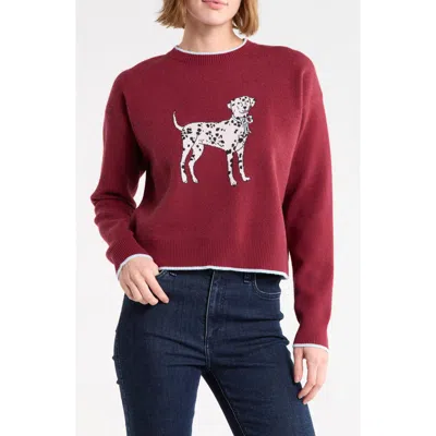 Vigoss Intarsia Dalmatian Crop Sweater In Red