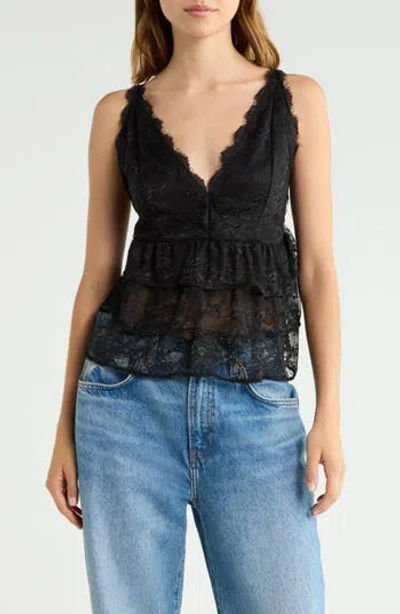 Vigoss Lace Tiered Tank In Black