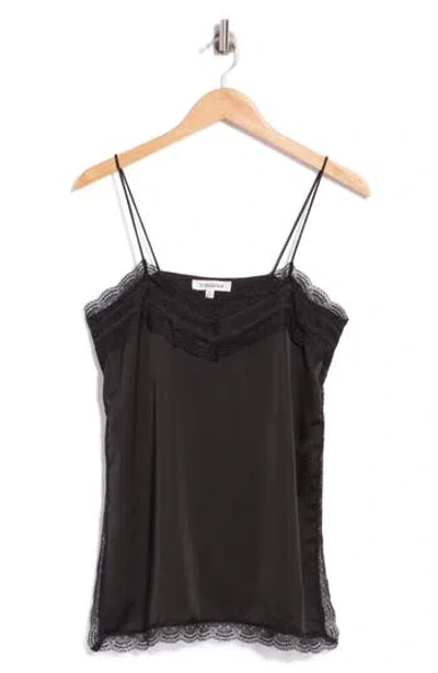 Vigoss Lace Trim Satin Camisole In Black
