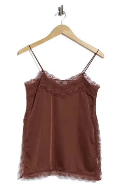 Vigoss Lace Trim Satin Camisole In Burgundy