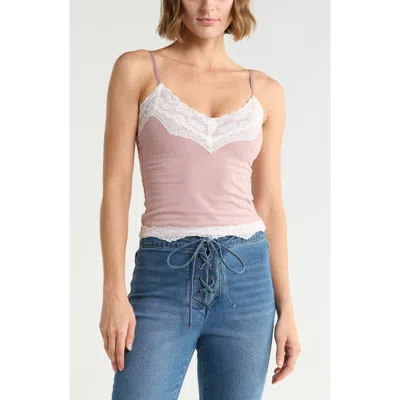 Vigoss Lace-trimmed Knit Cami In Mauve