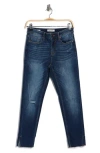 Vigoss Lana High Waist Distressed Raw Hem Bootcut Jeans In Blue