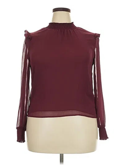 Pre-owned Vigoss Long Sleeve Blouse In Burgundy