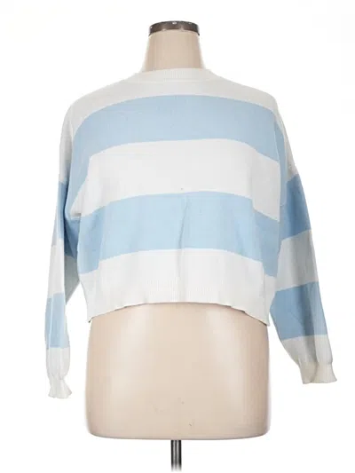 Pre-owned Vigoss Long Sleeve Top Blue Boatneck Tops