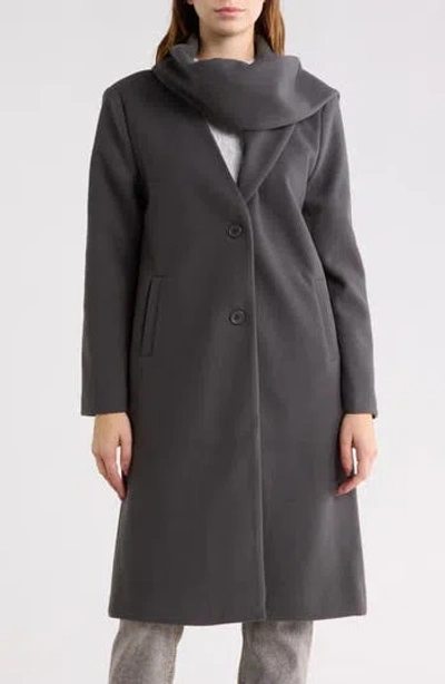 Vigoss Longline Scarf Coat In Gray