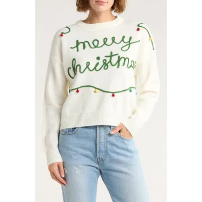 Vigoss Merry Christmas Ornament Sweater In White