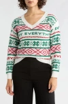 Vigoss Merry Everything V-neck Sweater In Multi