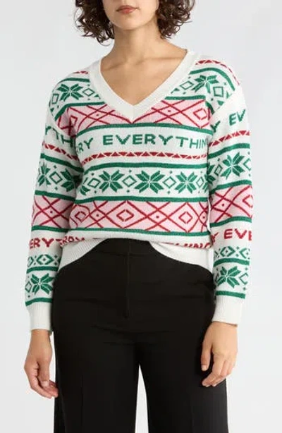 Vigoss Merry Everything V-neck Sweater In Multi