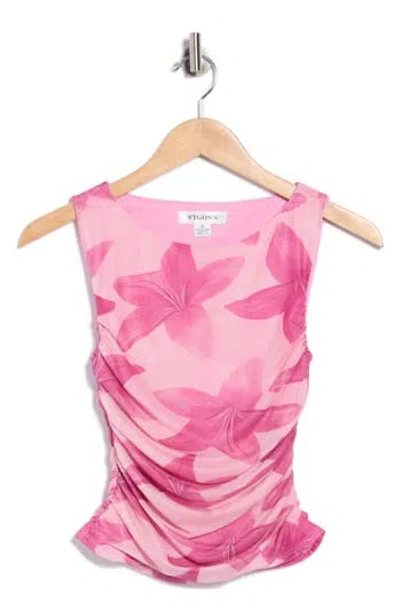 Vigoss Mesh Tank In Pink Hibiscus