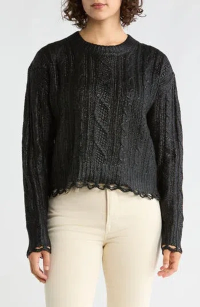 Vigoss Metallic Cable Stitch Sweater In Black